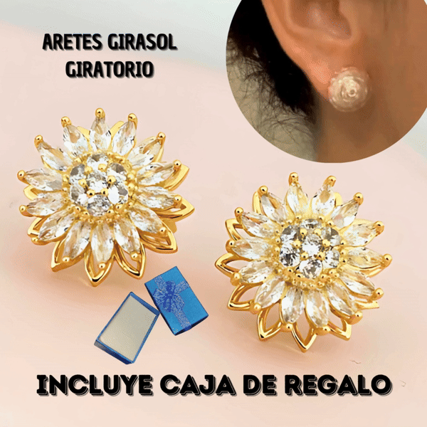 Aretes Girasol Giratorio + CAJREGAL